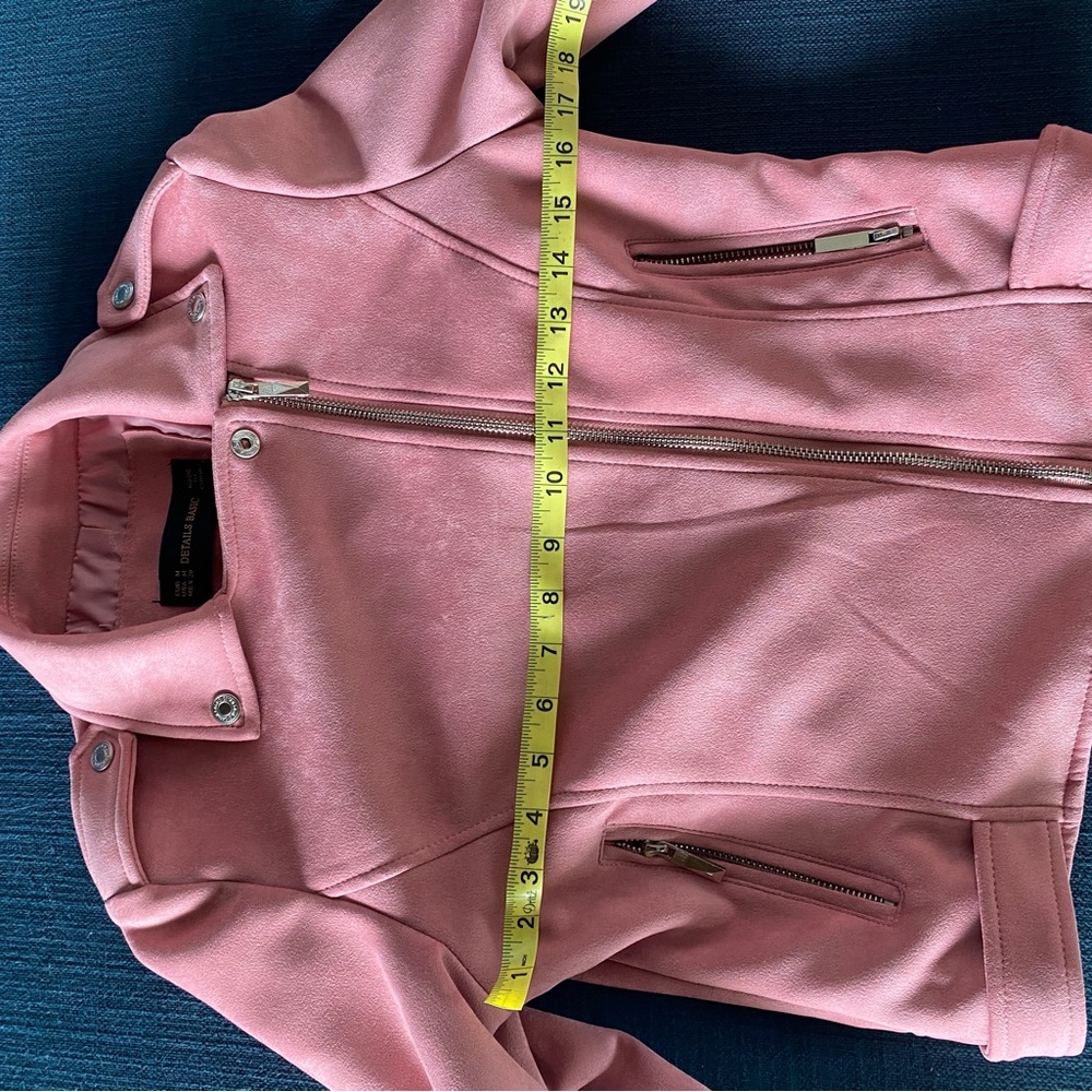 Faux Suede pink motto jacket. Used twice, excellent condition. - Picture 6 of 8